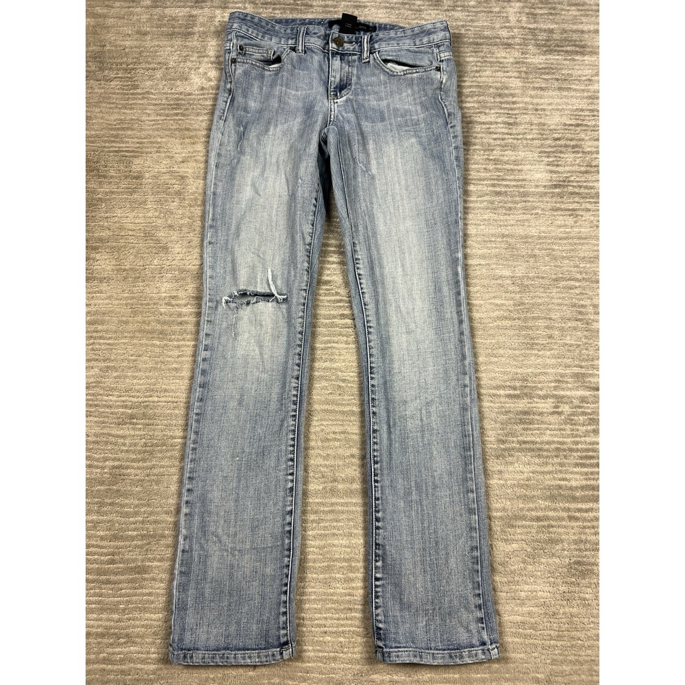 Calvin Klein Jeans Womens 8‎ Blue Denim Pencil Destroyed Knee Distressed